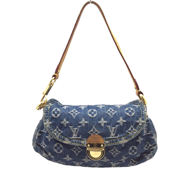 LOUIS VUITTON Monogram Denim Mini Pleaty Shoulder Bag Blue - Picture 3 of 11